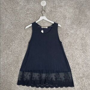 Three Bird Nest blue Lace Hem Slip dress tank - Small